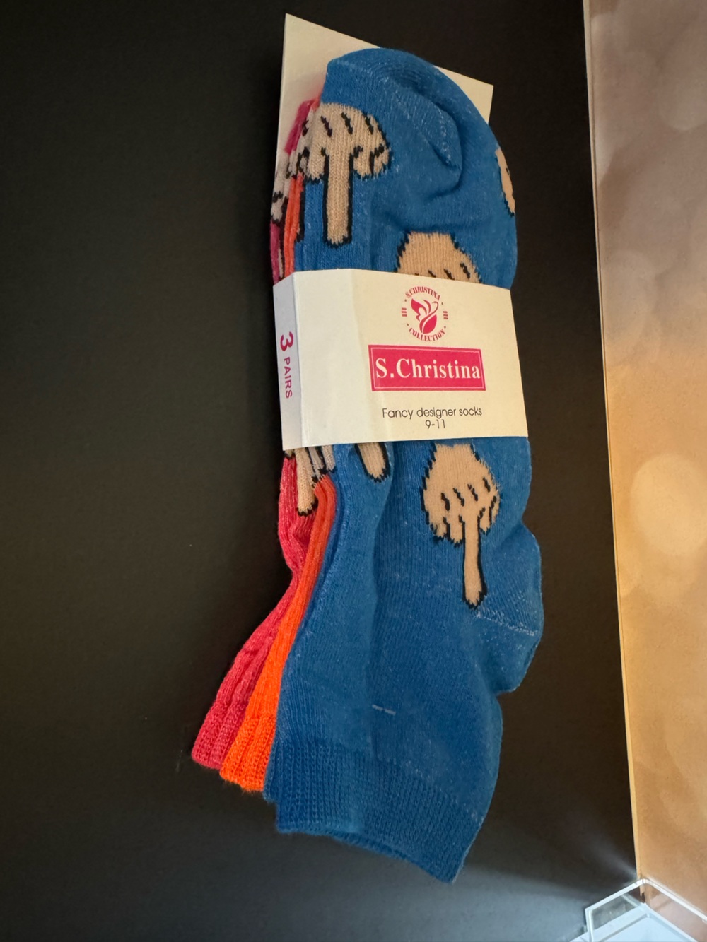 Christina Men’s Blue & Pink Casual Novelty Socks - 3 Pack